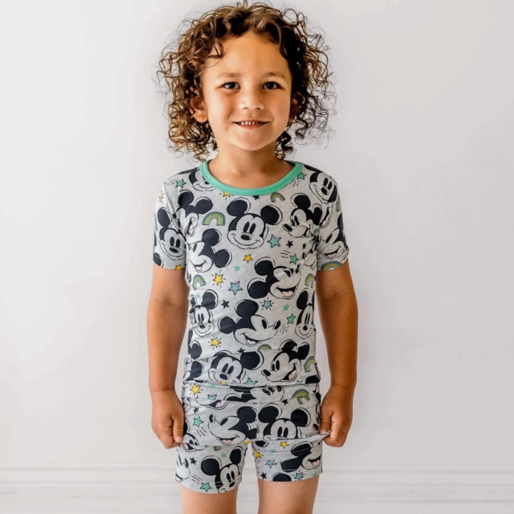 NWT Little Sleepies Disney Mickey Mouse Forever Two Piece Short Pajama Set - Picture 3 of 5